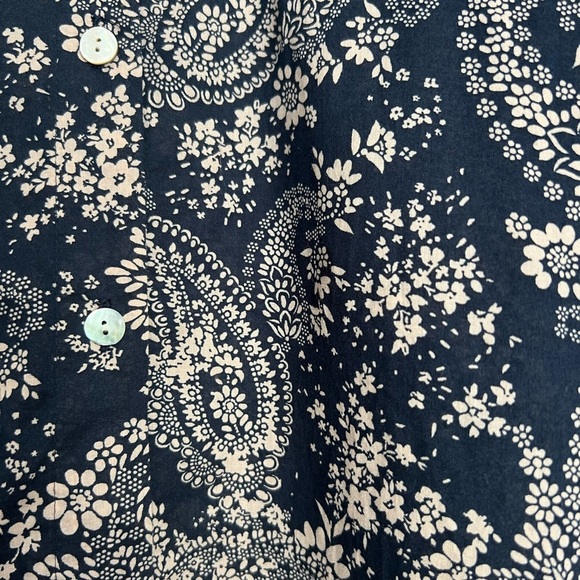 J. Jill Navy and Tan Floral Paisley Shirt Button-Up Blouse Women's Medium - Picture 3 of 7
